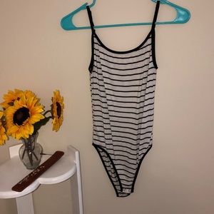 Black and White Striped Bodysuit